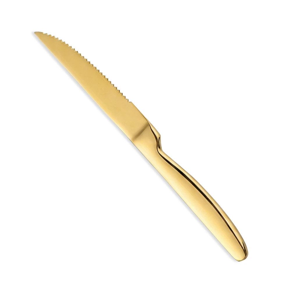 ServeCraft Series Serrated Steak Knife, Stainless Steel, Gold