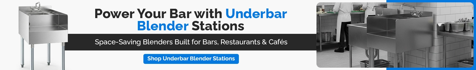 Commercial underbar blender station featuring a stainless steel sink, designed for space-saving bar and beverage service operations