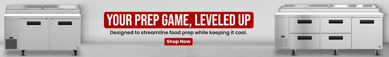 Stainless steel refrigerated prep tables with drawers and doors, designed for efficient and cool commercial food preparation.